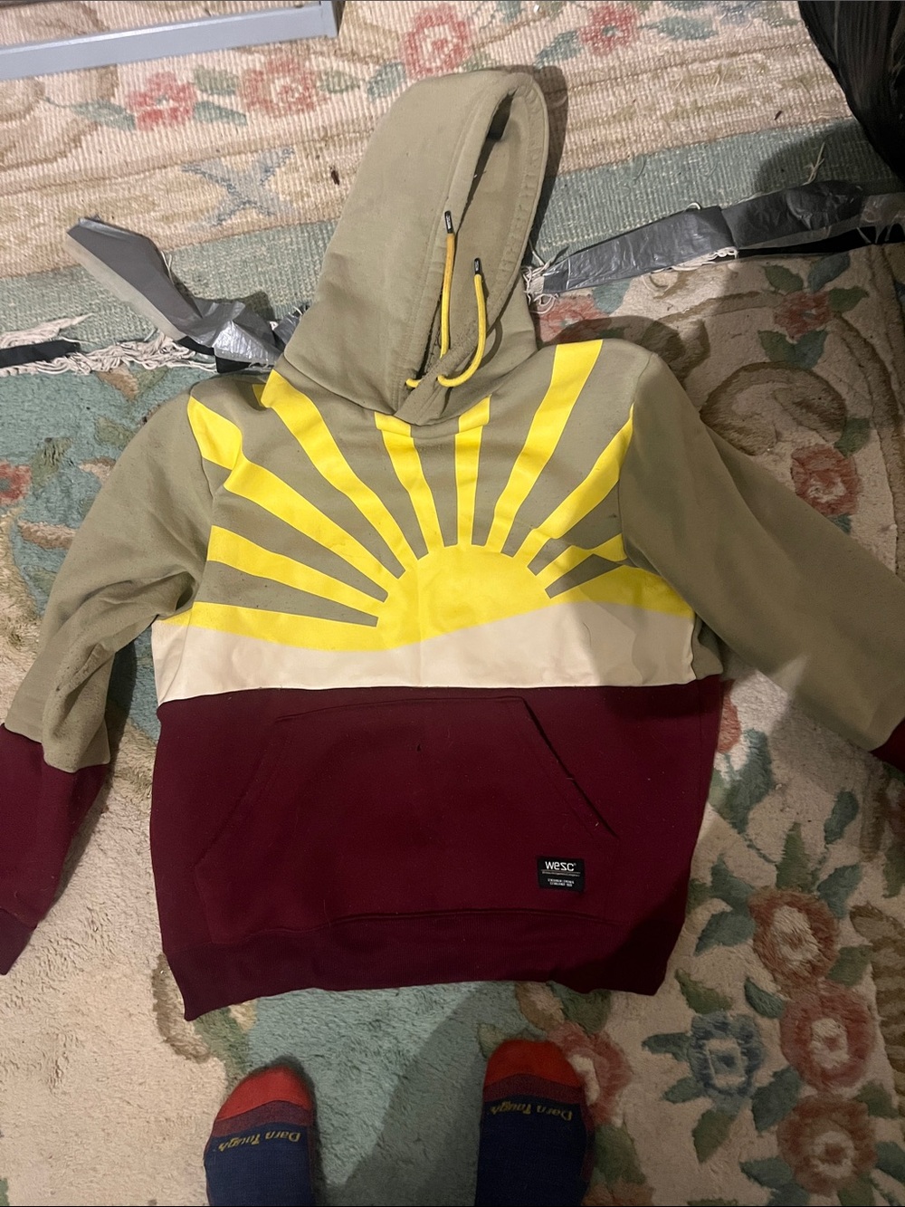 Wesc Olive, Yellow & Burgundy Sunrise Graphic Hoodie